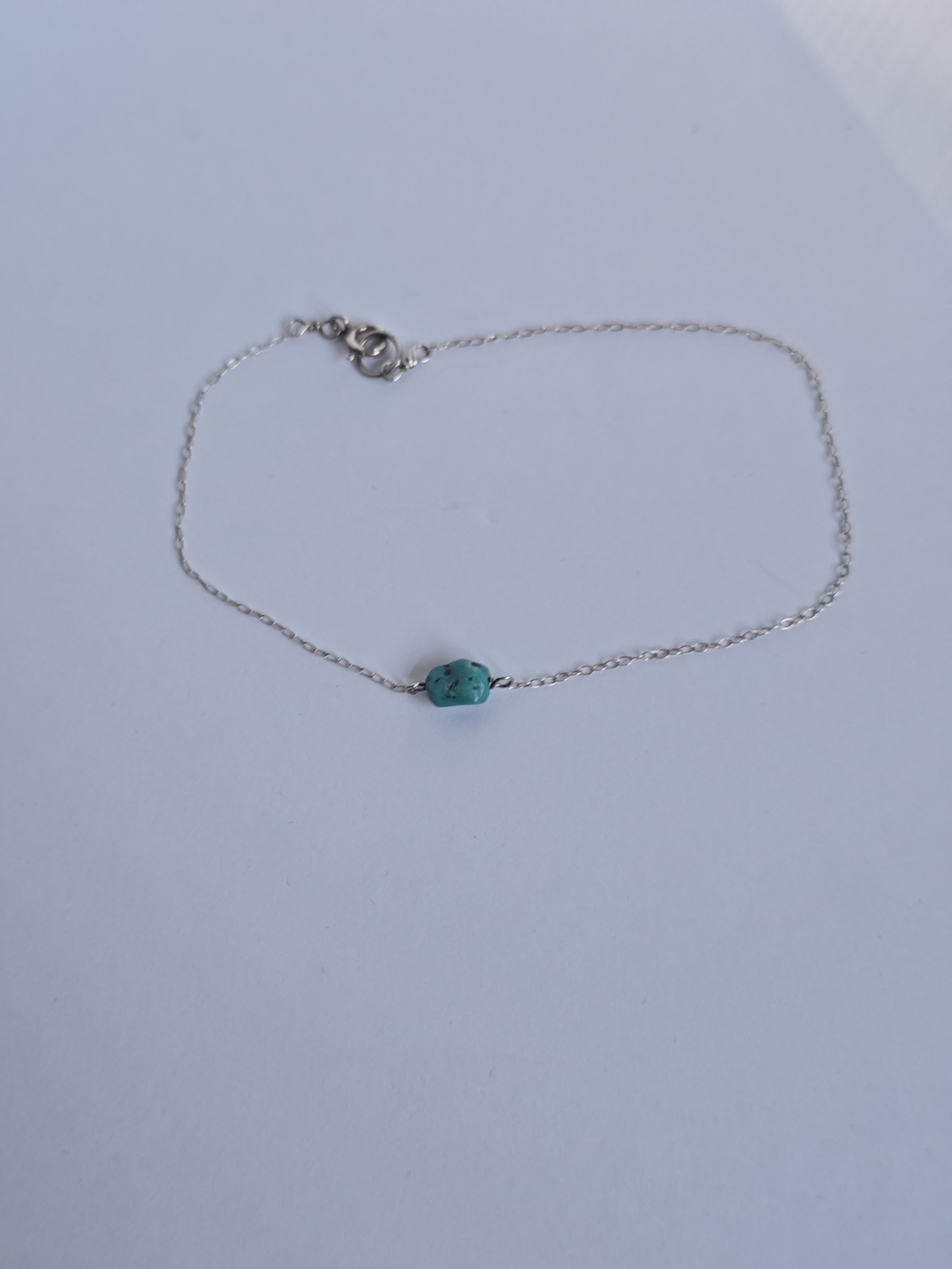 Sterling Silver Turquoise Bead Minimalist Anklet